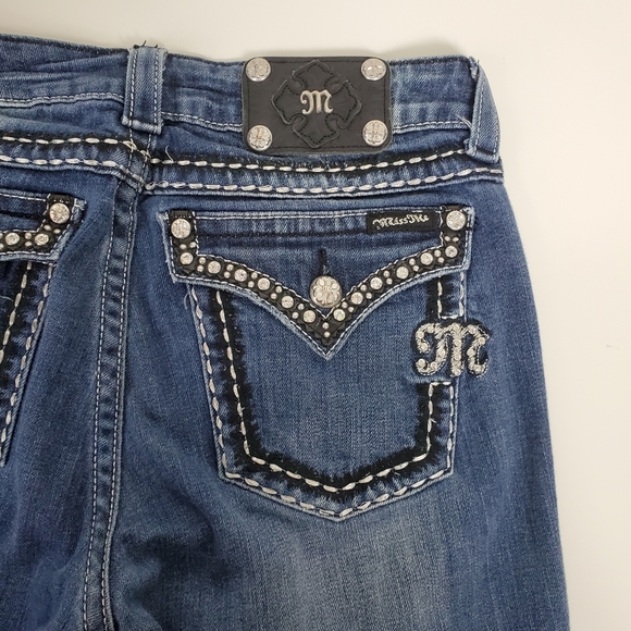 Miss Me easy boot cut JE5087E6R rhinestone embroidered bling jeans size 30 - Picture 4 of 16